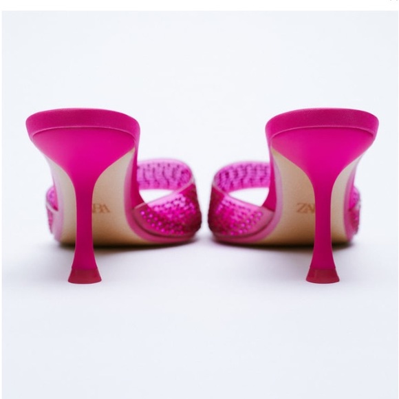 Zara SPARKLY VINYL PINK FUCHSIA SANDALS sz.8 - Picture 4 of 12